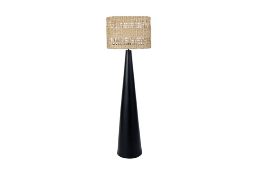 [AMFL04BK] woven seagrass floor lamp - black