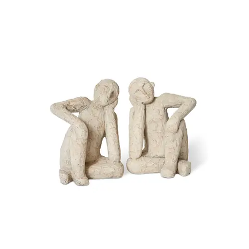[DE.031.CR] thinking man bookends set of 2 - cream